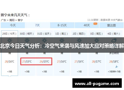 北京今日天气分析：冷空气来袭与风速加大应对策略详解
