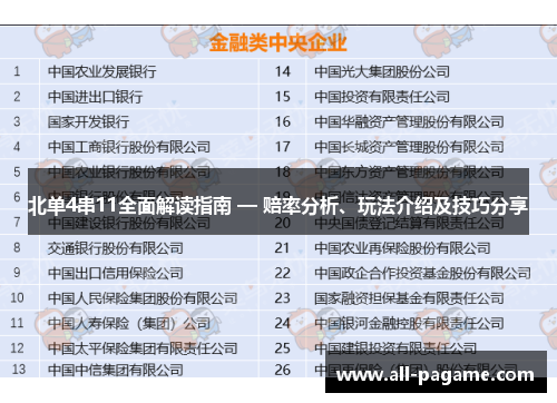 北单4串11全面解读指南 — 赔率分析、玩法介绍及技巧分享