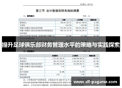 提升足球俱乐部财务管理水平的策略与实践探索