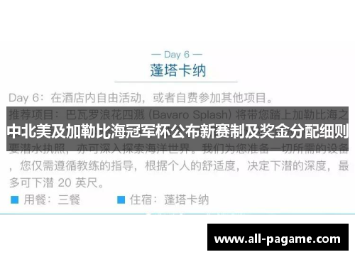 中北美及加勒比海冠军杯公布新赛制及奖金分配细则